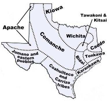 Linguistic map of Texas Native Americans